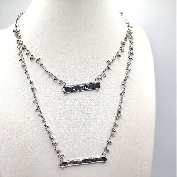 Chico's Double Strand Silver Tone Necklace - Picture 1 of 6